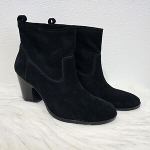 Ivanka Trump Suede Western Block Heel Ankle Boots